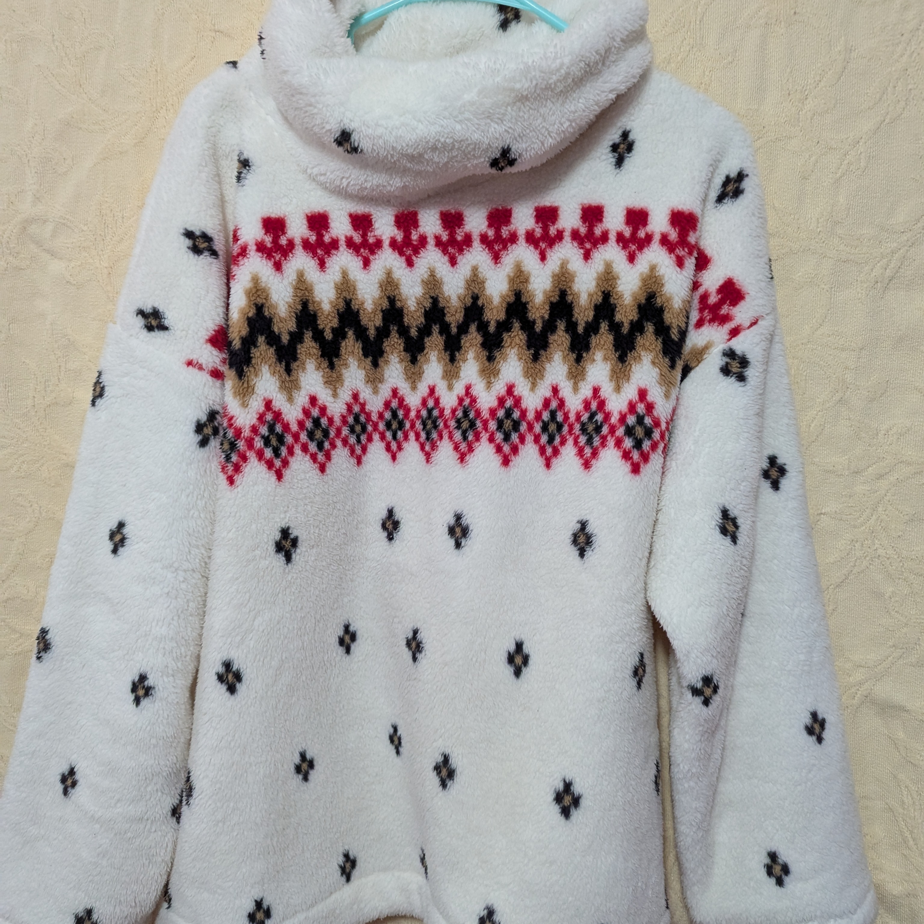 Loft Women Cozy White Patterned Sweater Size Xl